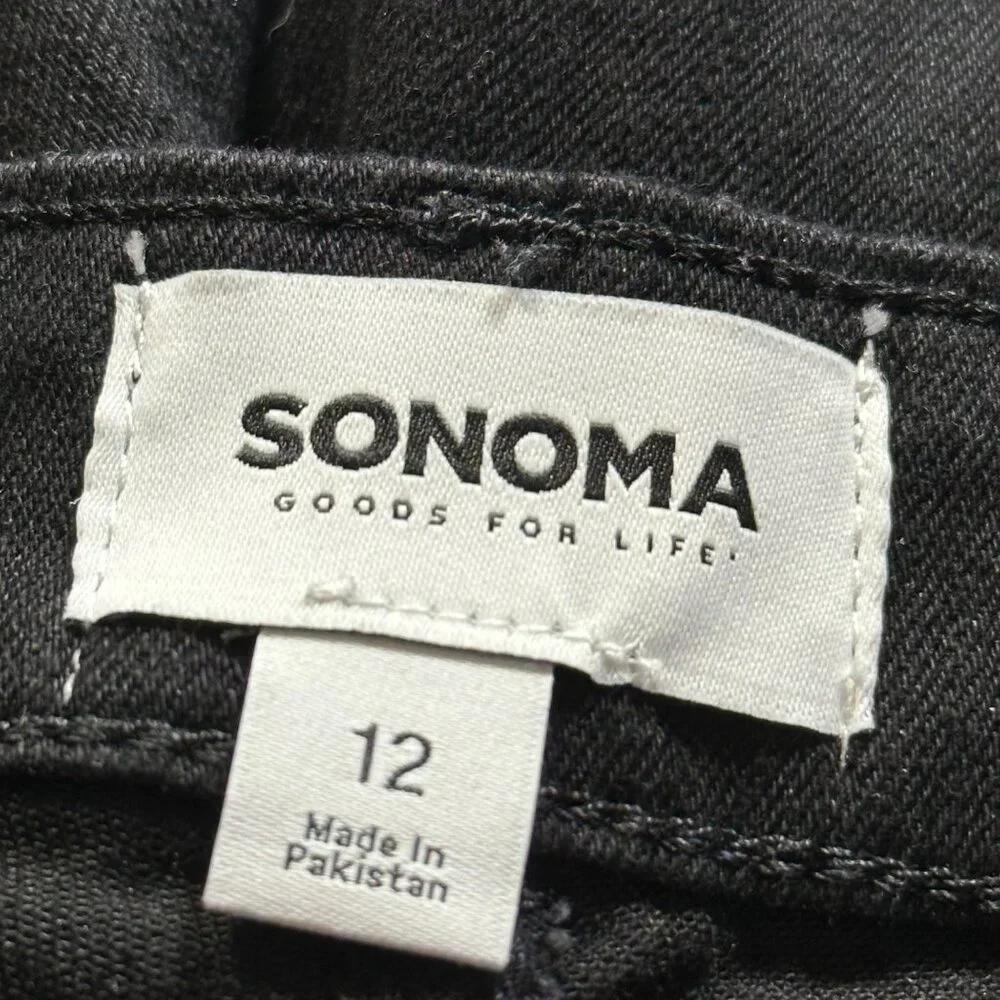 Sonoma Womens High Rise Black Denim Bermuda Shorts Size 12 Cotton Blend - Picture 4 of 9